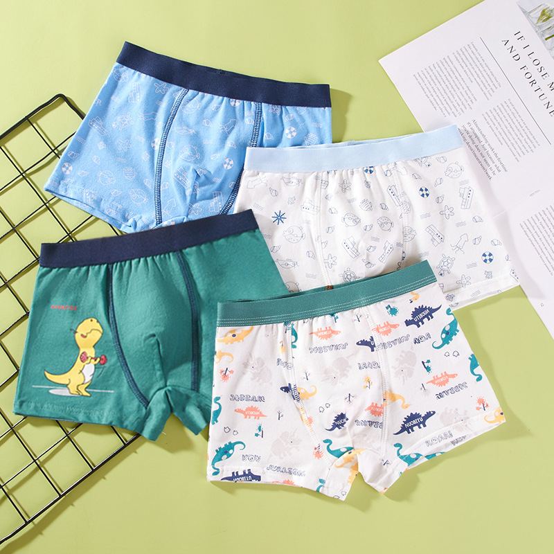 4-pack boys’ cotton boxer shorts: small/medium, large/extra-large, and teenage sizes – Grade A