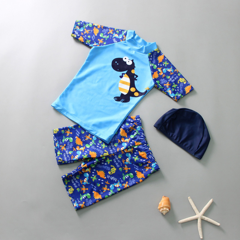 Boys' Swimwear: Two-piece Boxer Shorts for Young Boys – Cartoon Spider Web Design – Boys' Hot Spring Sun Protection Swim Set