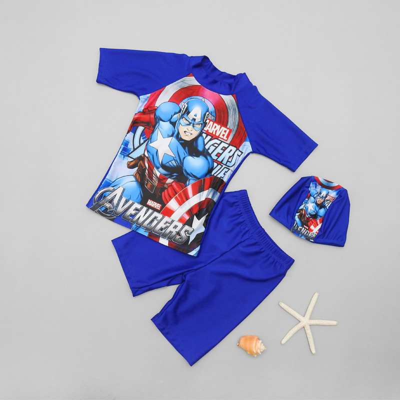 Boys' Swimwear: Two-piece Boxer Shorts for Young Boys – Cartoon Spider Web Design – Boys' Hot Spring Sun Protection Swim Set