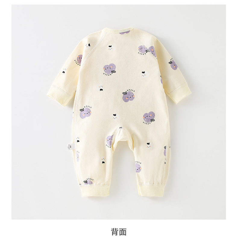 Newborn spring/autumn 100% cotton long-sleeved romper for outdoor wear and as a baby's first outfit; boneless butterfly-style romper for newborns