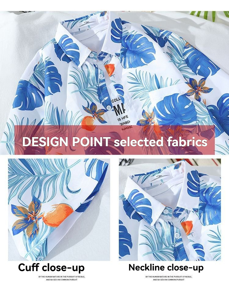 Large men's loose short sleeved shirt, Hawaiian beach flower shirt, harbor style retro shirt jacket, men's clothing