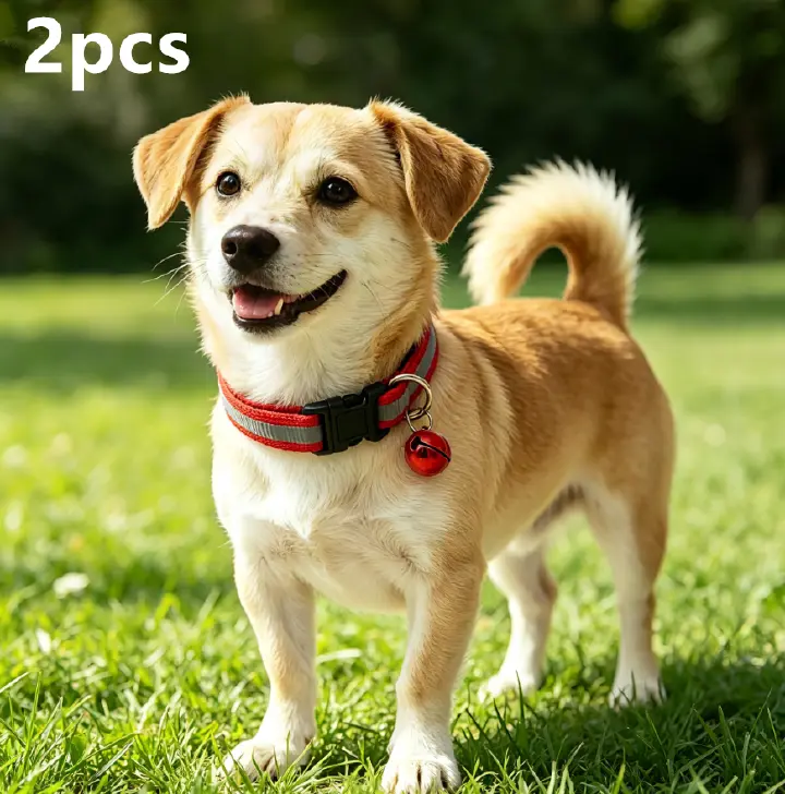 2pcs  Reflective Night-Time Pet Collar – Universal Size for Cats and Dogs, Adjustable with Bell, to Prevent Your Pet from Getting Lost  Pet Supplies
