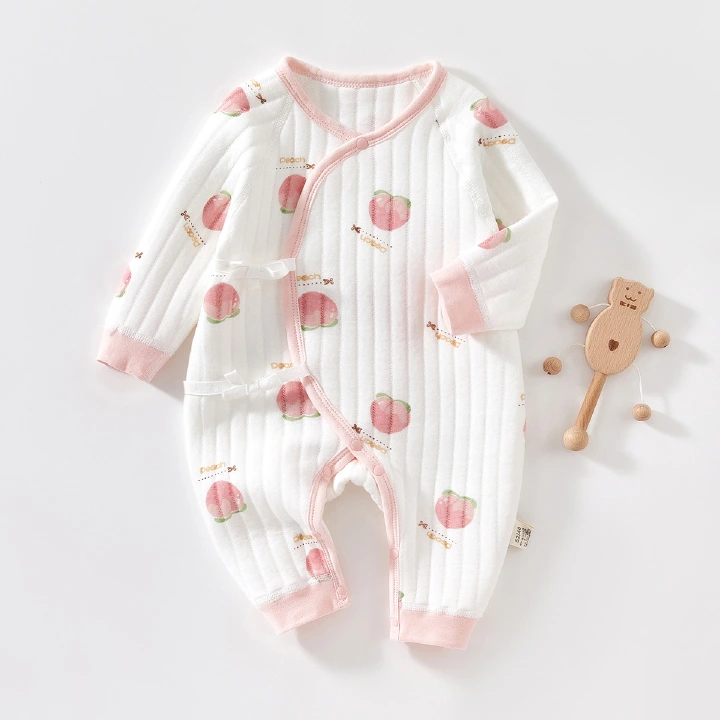 Newborn Baby Clothes: 100% Cotton Spring/Autumn-Style Padded Romper – Warm Baby One-Piece