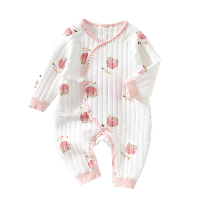 Newborn Baby Clothes: 100% Cotton Spring/Autumn-Style Padded Romper – Warm Baby One-Piece