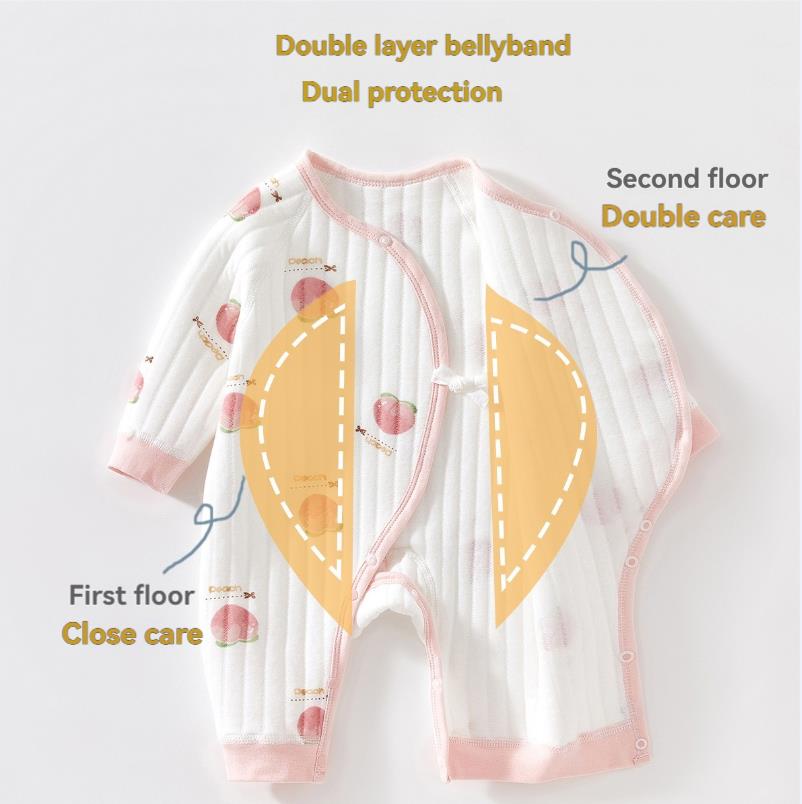 Newborn Baby Clothes: 100% Cotton Spring/Autumn-Style Padded Romper – Warm Baby One-Piece