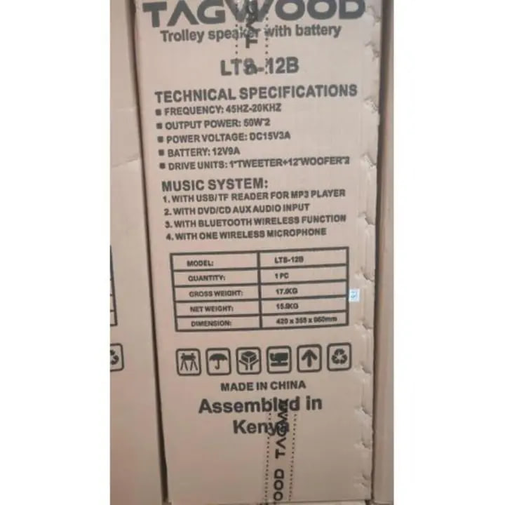 TAGWOOD LTS-12B Rechargeable Portable Speaker with 12' double speaker