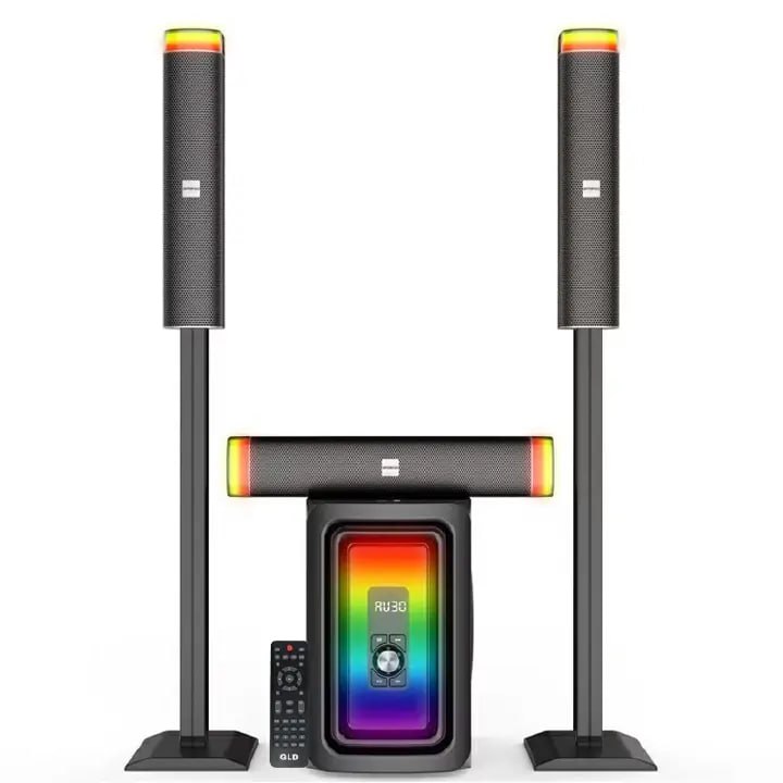 THE GLD G2301 3.1 MULTIMEDIA SPEAKER SYSTEM! ENJOY RICH 8” BASS, SURROUND SOUND, BLUETOOTH, USB, SD CARD, FM RADIO, AUX AND REMOTE