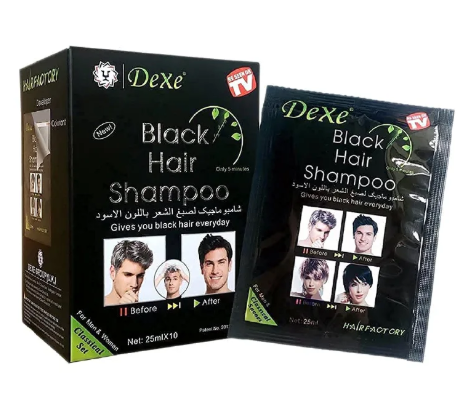 STREAMLINED !!! 10 PCS Dexe Black Hair Shampoo Instant Hair Dye for Men and Women Black Color