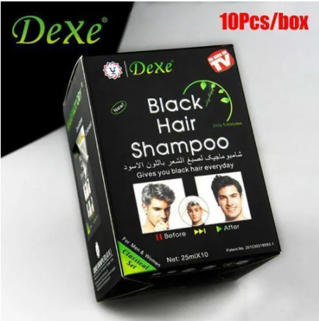 STREAMLINED !!! 10 PCS Dexe Black Hair Shampoo Instant Hair Dye for Men and Women Black Color