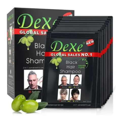 STREAMLINED !!! 10 PCS Dexe Black Hair Shampoo Instant Hair Dye for Men and Women Black Color