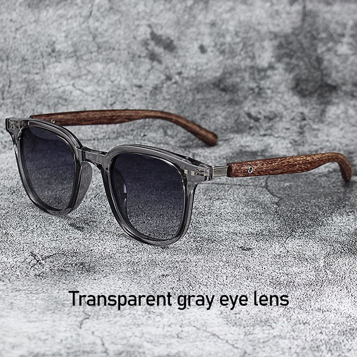 Vintage for Women & Men Trendy Outdoor Street Photography Square Frame Sun Glasses Shades Wood Grain Sunglasses Cycling Eyewear