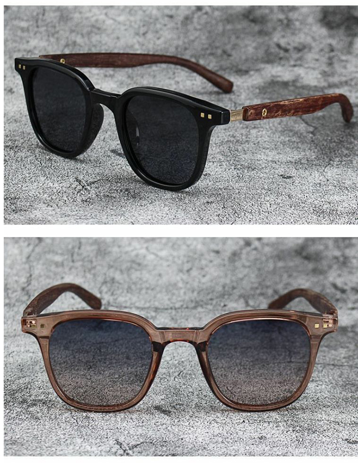 Vintage for Women & Men Trendy Outdoor Street Photography Square Frame Sun Glasses Shades Wood Grain Sunglasses Cycling Eyewear