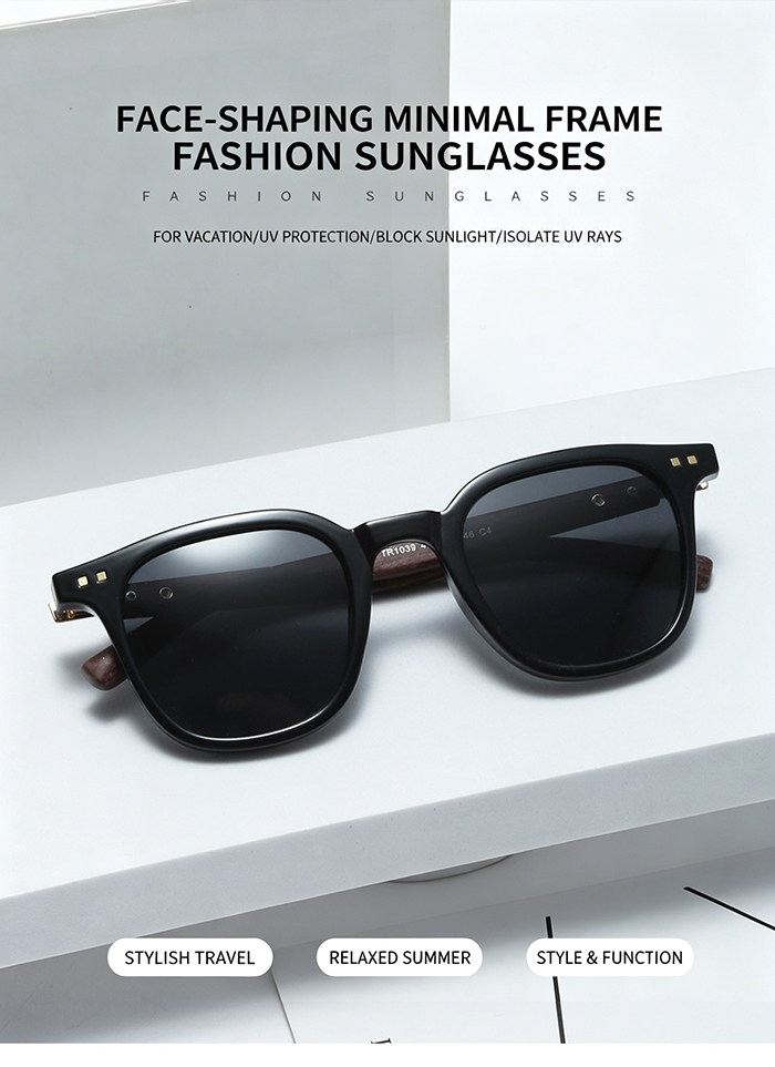 Vintage for Women & Men Trendy Outdoor Street Photography Square Frame Sun Glasses Shades Wood Grain Sunglasses Cycling Eyewear