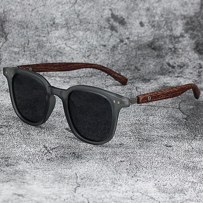 Vintage for Women & Men Trendy Outdoor Street Photography Square Frame Sun Glasses Shades Wood Grain Sunglasses Cycling Eyewear