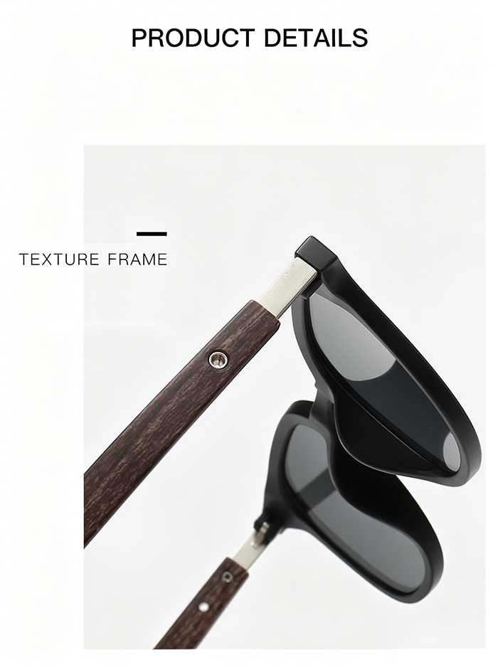 Vintage for Women & Men Trendy Outdoor Street Photography Square Frame Sun Glasses Shades Wood Grain Sunglasses Cycling Eyewear