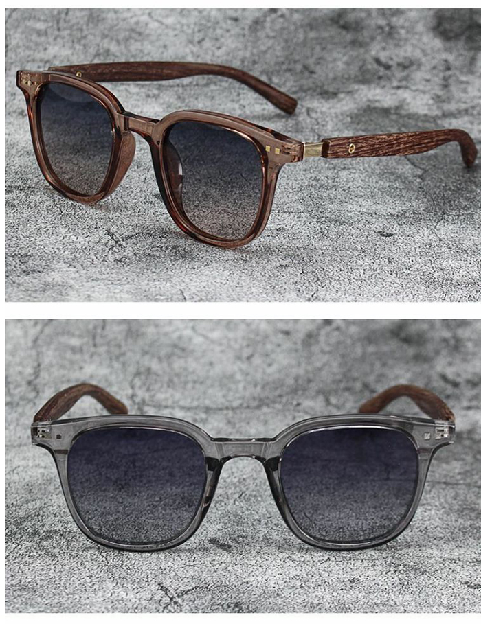 Vintage for Women & Men Trendy Outdoor Street Photography Square Frame Sun Glasses Shades Wood Grain Sunglasses Cycling Eyewear
