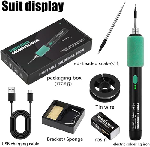 Wireless USB Soldering Iron Kit—Rechargeable Portable Soldering Tool with Solder Wire, Rosin, and Stand,6 pcs