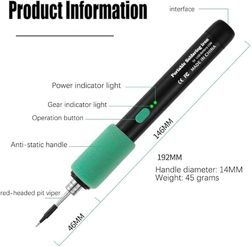 Wireless USB Soldering Iron Kit—Rechargeable Portable Soldering Tool with Solder Wire, Rosin, and Stand,6 pcs