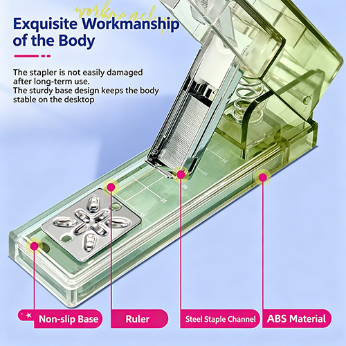 360° Rotatable Transparent Gradient Stapler Kit, 25 Sheets Capacity with 1900pcs 24/6 & 26/6 Staples, One-Finger Press Stapler for School, Office & Home
