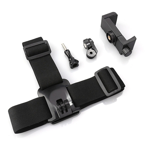 Head mounted phone holder suitable for smartphones and sports cameras, outdoor live streaming stand for first person video viewing, with phone clip (6-10cm)