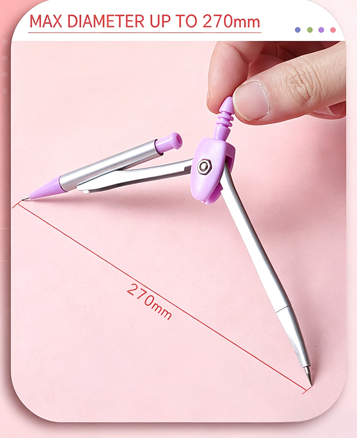 8 Pcs Purple Geometry Set Cute Compass Set with Maths Protractor Rulers, Math Set for Drawing Measuring Tools, Kawaii Ruler Kit for Class   School Supplies