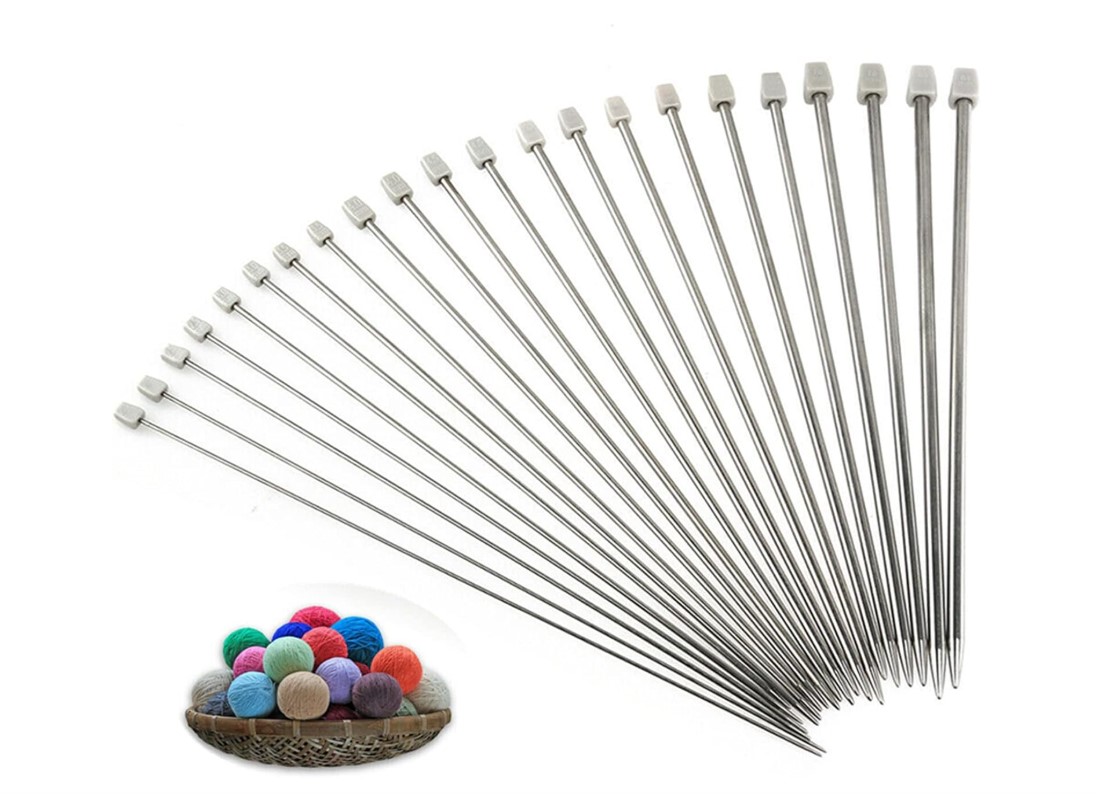 35cm Stainless Steel Knitting Needle Durable Lightweight Metal Craft Tools for Hand Knitting Yarn Projects Smooth Finish Various Sizes 2mm to 10mm for Clothing Accessories 1 PACK HAS 2