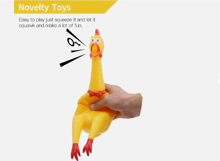 Yellow Rubber Screaming Chicken Novelty Toy for Pranks Stress Relief Party Fun Pet Play Loud Squawking Squeeze Toy Funny Gag Gift and Interactive Entertainment Accessory for Kids and Adults