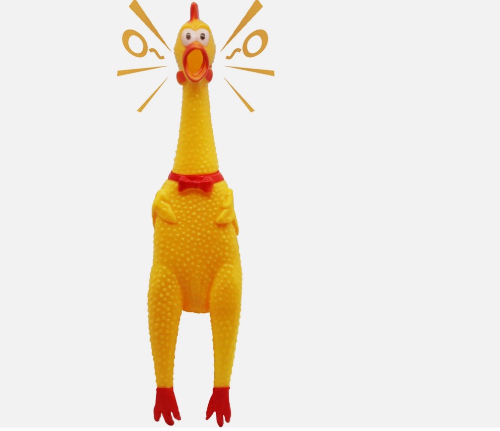 Yellow Rubber Screaming Chicken Novelty Toy for Pranks Stress Relief Party Fun Pet Play Loud Squawking Squeeze Toy Funny Gag Gift and Interactive Entertainment Accessory for Kids and Adults