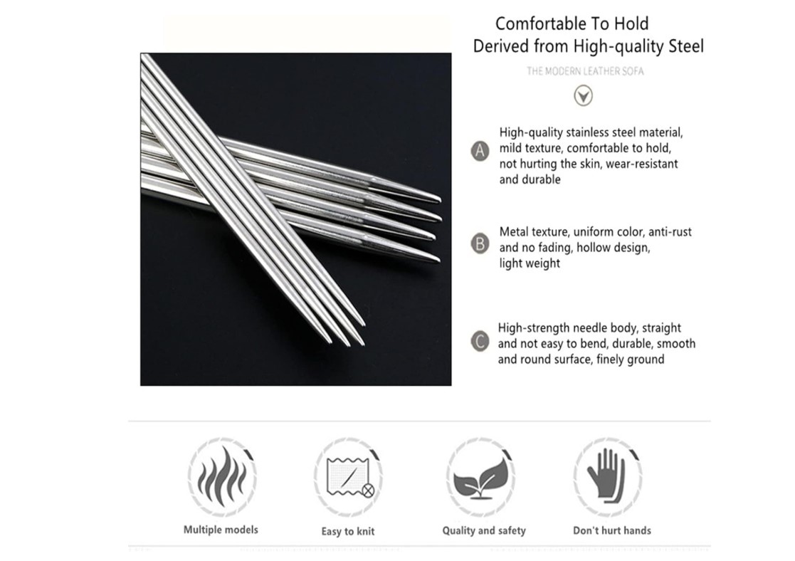 35cm Stainless Steel Knitting Needle Durable Lightweight Metal Craft Tools for Hand Knitting Yarn Projects Smooth Finish Various Sizes 2mm to 10mm for Clothing Accessories 1 PACK HAS 2