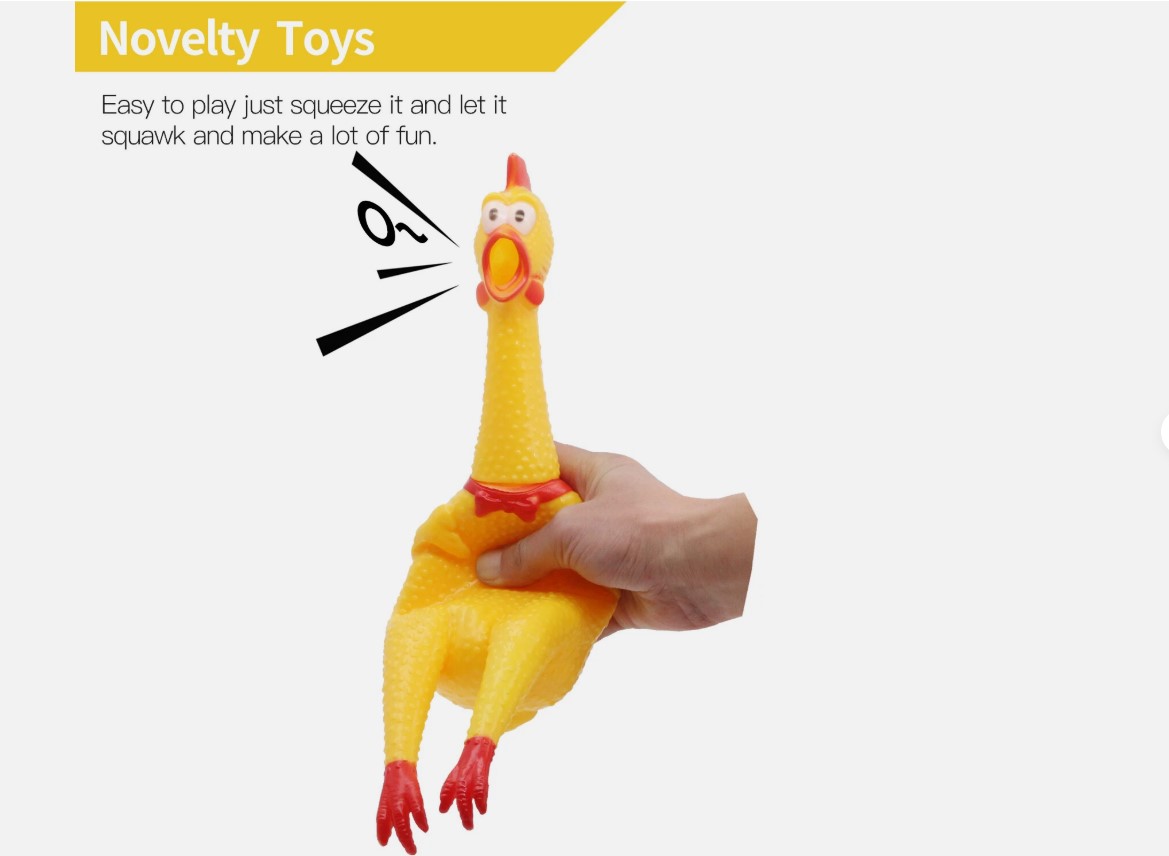 Yellow Rubber Screaming Chicken Novelty Toy for Pranks Stress Relief Party Fun Pet Play Loud Squawking Squeeze Toy Funny Gag Gift and Interactive Entertainment Accessory for Kids and Adults