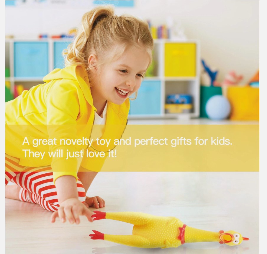 Yellow Rubber Screaming Chicken Novelty Toy for Pranks Stress Relief Party Fun Pet Play Loud Squawking Squeeze Toy Funny Gag Gift and Interactive Entertainment Accessory for Kids and Adults