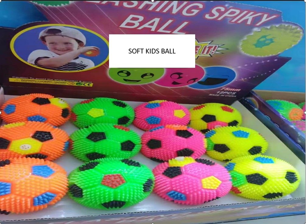 Flashing Spiky Soccer Ball Sensory 75mm Toy for Kids and Pets Light Up Bouncy Stress Relief Squeaky Rubber Interactive Play Ball with Soft Spikes and LED Flash Effects Flashing Spiky Soccer Ball