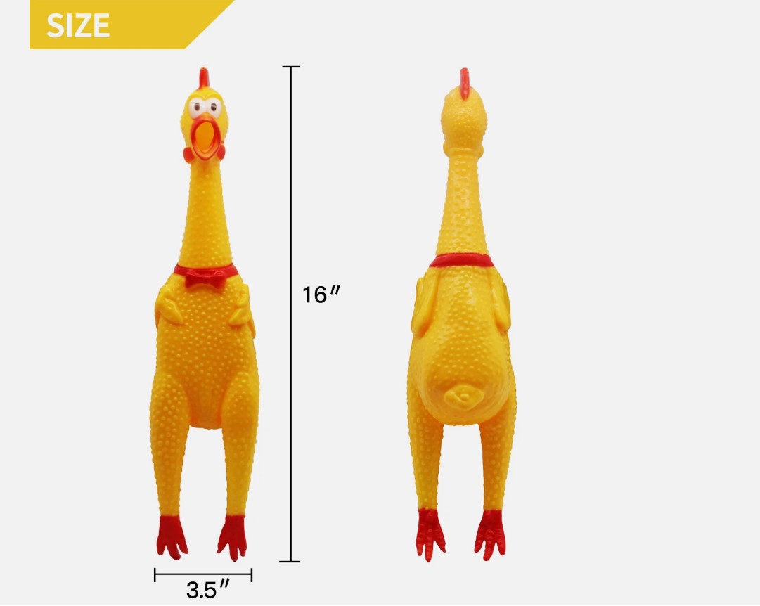 Yellow Rubber Screaming Chicken Novelty Toy for Pranks Stress Relief Party Fun Pet Play Loud Squawking Squeeze Toy Funny Gag Gift and Interactive Entertainment Accessory for Kids and Adults