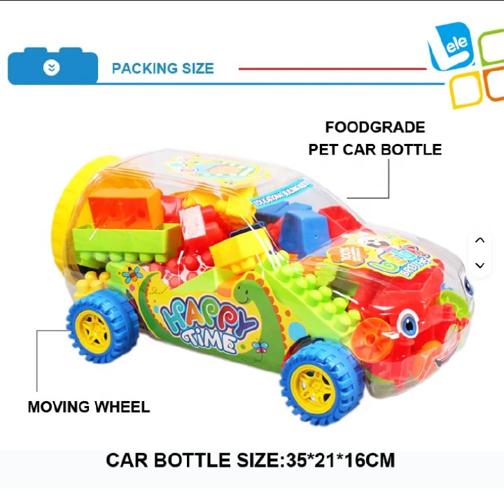 Building Block Toy Set in Car-Shaped Storage Container Educational Construction Playset for Kids Creative STEM Learning Motor Skills Development Shape Recognition and Safe Hands-On Building Activity
