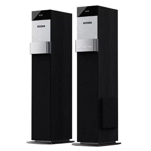 Vision Plus VP2080TS 360W Tower Speaker – Handcrafted Wood Cabinet, Dual 8" Subwoofers, Bluetooth, HDMI, USB, FM Radio, LED Display + 2YRS WRTY