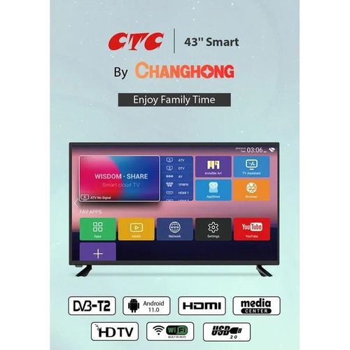 CTC CT43F1S 43" Inch TV, FRAMELESS SMART ANDROID TELEVISION,BLUETOOTH ENABLED,NETFLIX, YOUTUBE, APPSTORE,PRIME VIDEO,MULTI-SCREEN VIEW(1 YR WARRANTY)+FREE WALL MOUNTING BRACKET+ TVGUARD