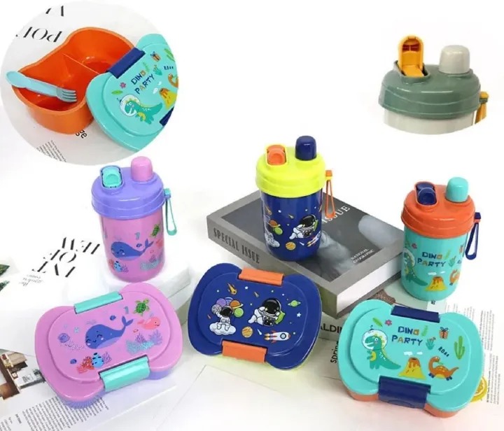 🤩🤩 Kids lunch box set with water bottleAll under one roof Lunch snack box +water bottle