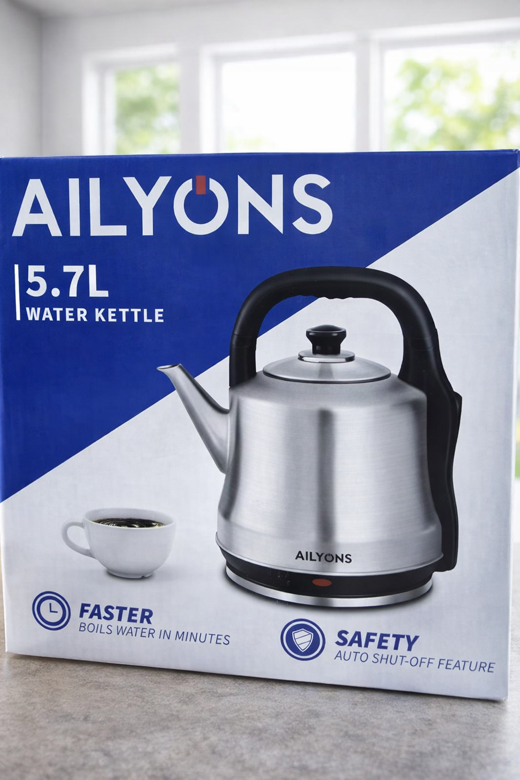 AILYONS 5.7ltrs Stainless Steel Electric Big Kettle, Ultra Plus Lyons Kettle Automatic Hot Water Boiler or Heater Jug Auto Shutoff.