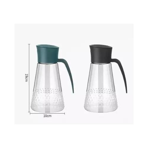 OIL DISPENSER BOTTLE, 630 ML LEAK-PROOF GLASS CONDIMENT JAR WITH AUTOMATIC CAP AND STOPPER, -DRIP SPOUT, ON-SLIP HANDLE FOR KITCHEN COOKING.