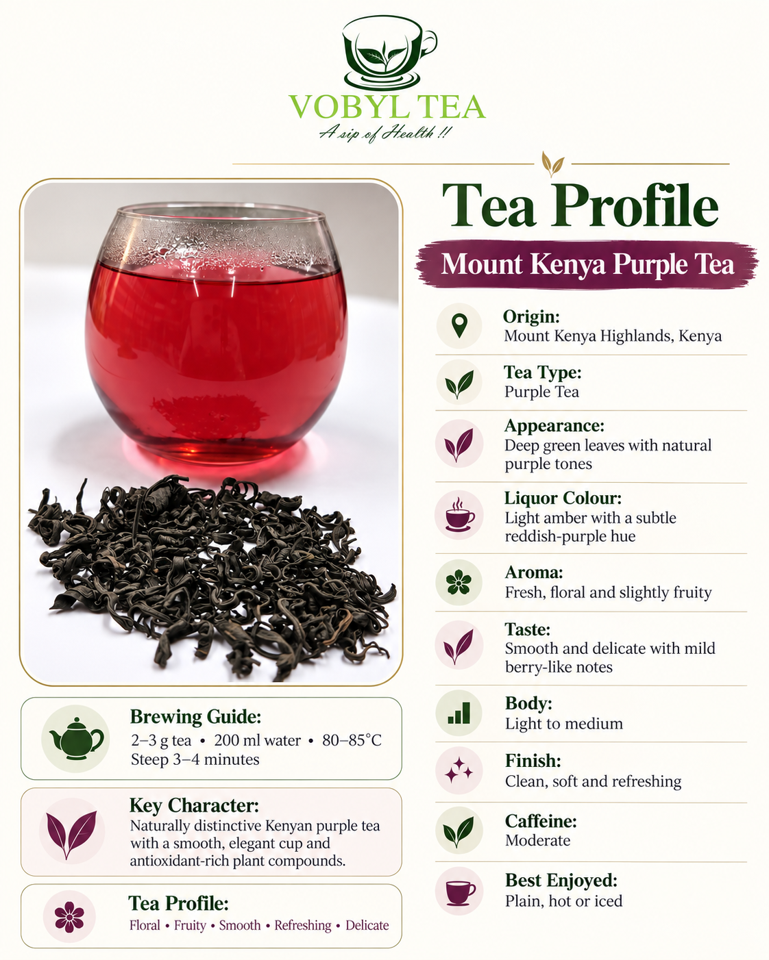 MT KENYA PURPLE TEA 1KG(Grown beneath *Kirinyaga—the sacred Mountain of Brightness—*this rare purple tea is cultivated on the cool, fertile slopes of ancient Mount Kenya.)