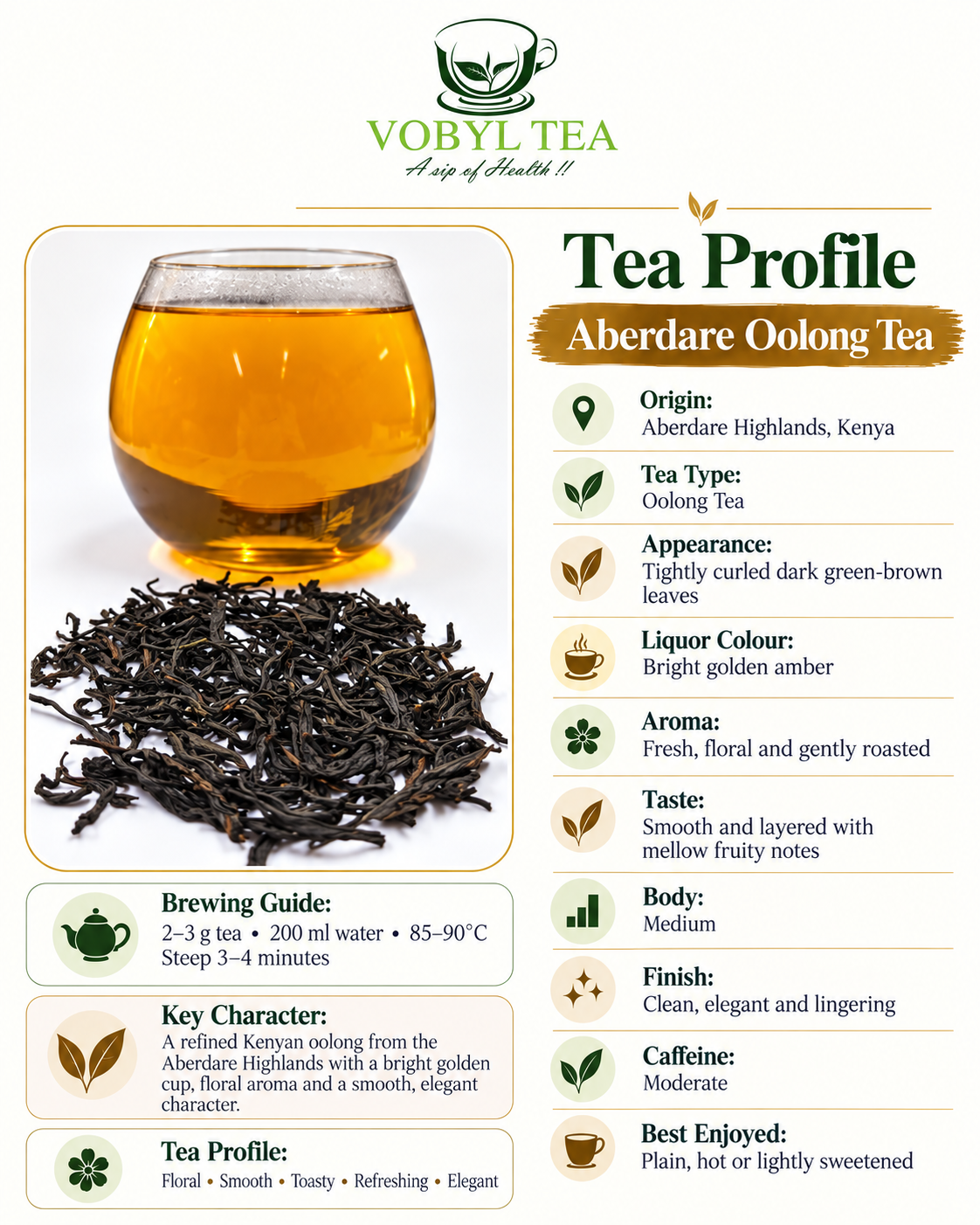 ABERDARE OOLONG TEA 1KG(From Kenya’s historic Aberdare Highlands comes an exceptional oolong tea shaped by courage, resilience and freedom,Hand-picked and delicately oxidised)