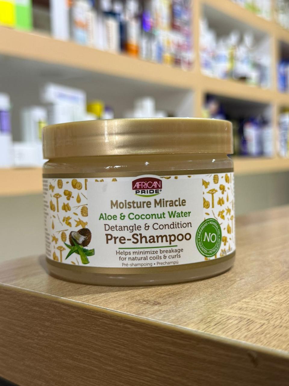 AFRICAN PRIDE Moisture Miracle Aloe & Coconut Water , Detangle & Condition Pre-shampoo