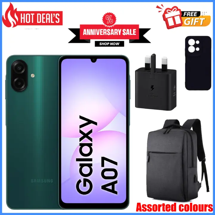 KILIMALL ANNIVERSARY AMAZING DEALS!!Samsung Galaxy A07 128GB+4GB MTK Helio G99 6.7" 90Hz 50MP AI Camera 5000mAh 25W Android 15 IP54 Waterproof Type-C Charge Smart Phones 6X OS Upgrades phone+FREE GIFT