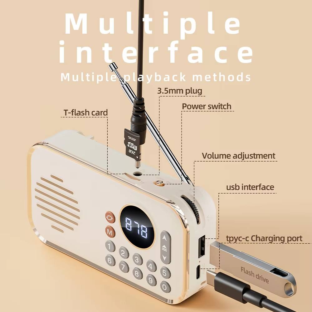 Wireless Stereo Bluetooth Speaker with Multi-band Radio Function HIFI Sound Support BT U Disk TF Card Mini Portable Super Bass