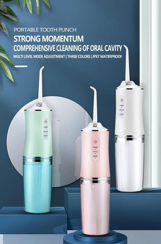 Oral Irrigator Portable Water Flosser, USB Rechargeable Water Jet Tooth Pick + 4 Jet Tip 3 Modes Waterproof Teeth Cleaner
