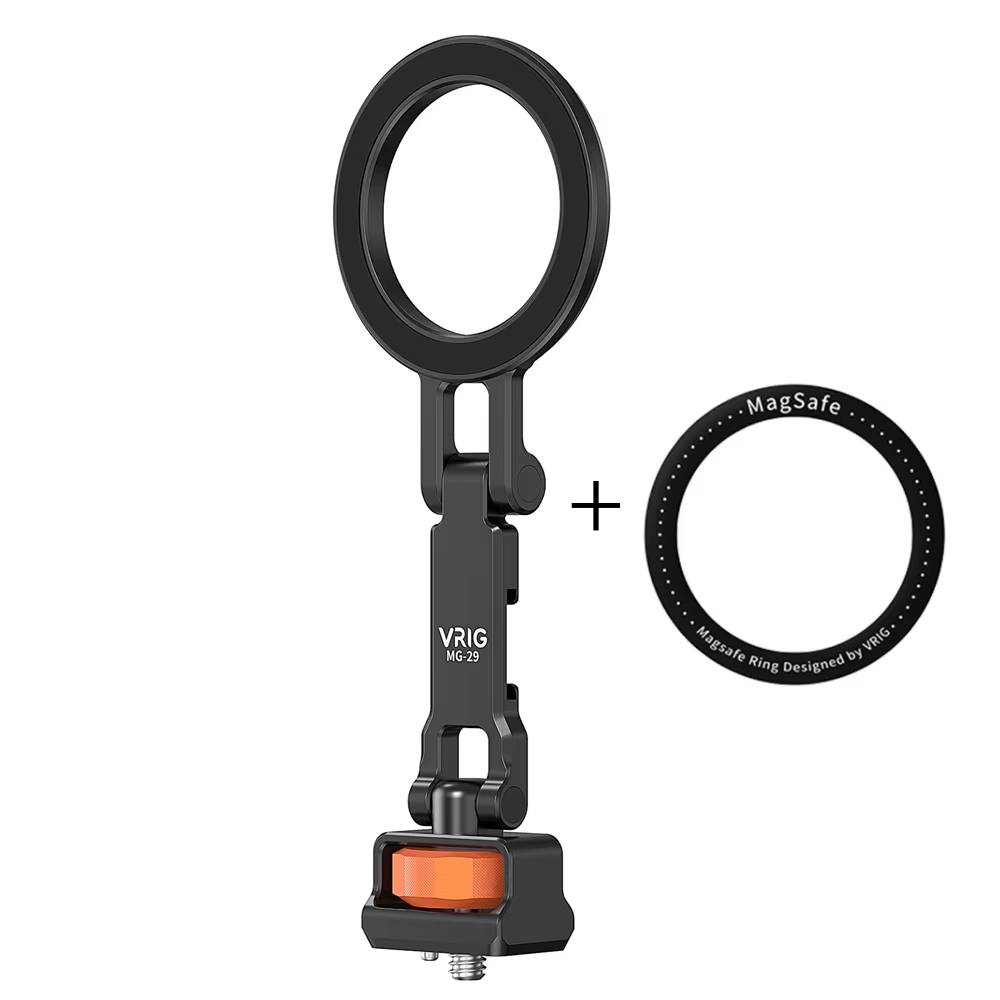 VRIG Magnetic Cold Shoe Mount Phone Holder W 1/4 Phone Tripod Mount for MagSafe iPhone 16 15 14 Samsung Camera Mic Light Monitor