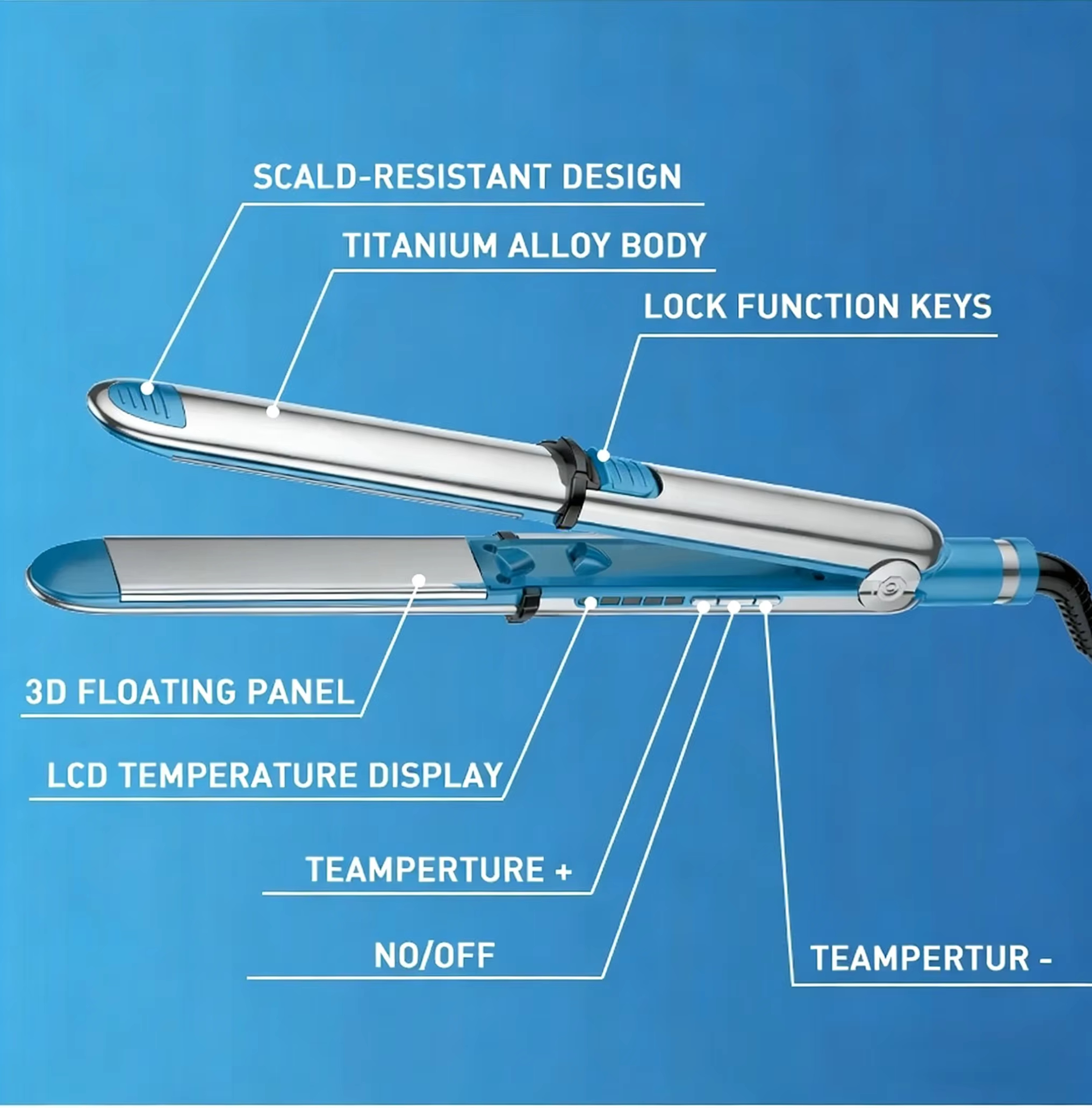 2 In 1 Stainless steel Hair straightening , dual-purpose for both straightening and curling, fast heating without damaging hair