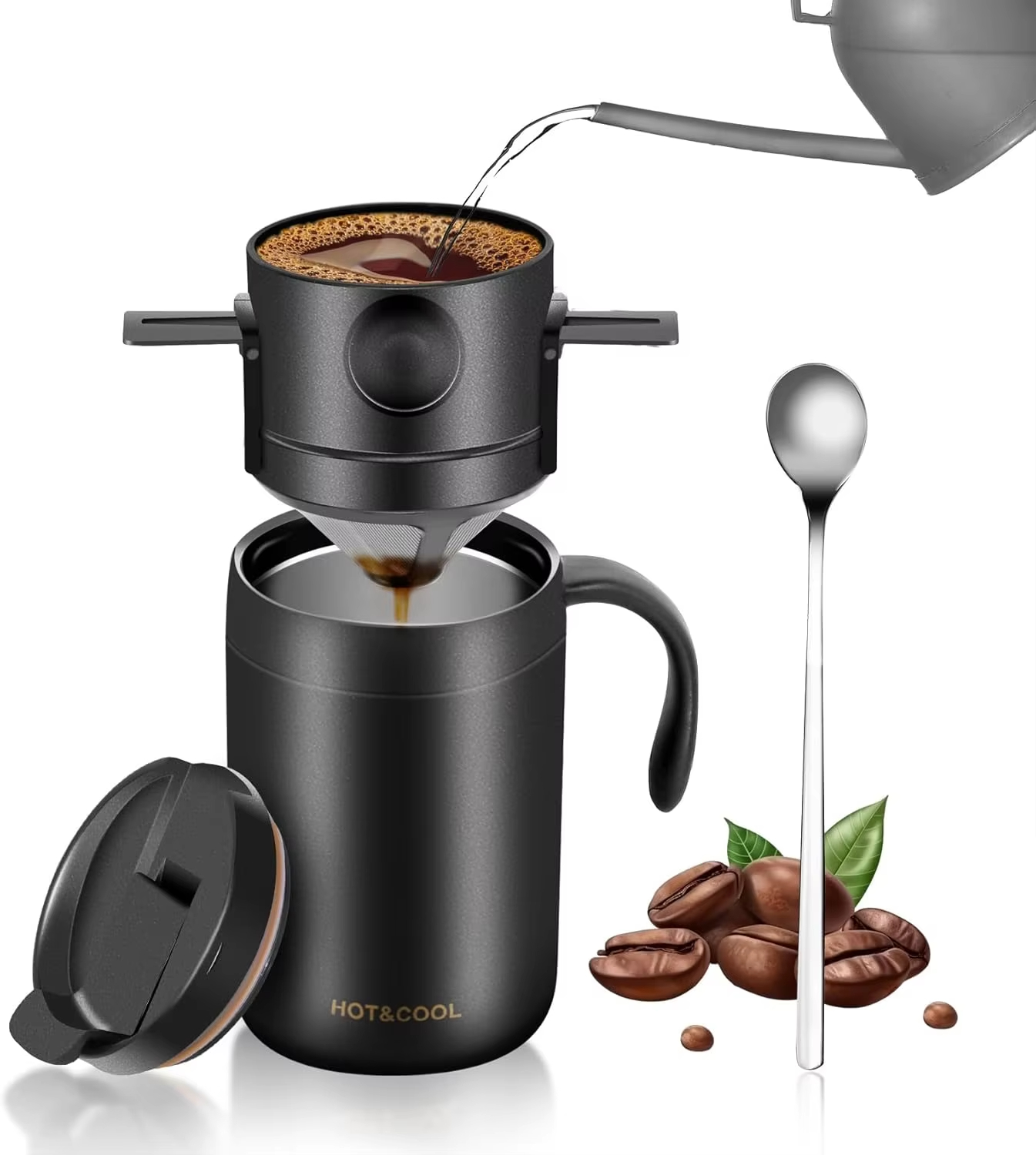 16OZ Camping Coffee Maker Pour Over Coffee Maker Set Camp Pour Over Set Coffee Kit for Travel Camping Offices Backpacking