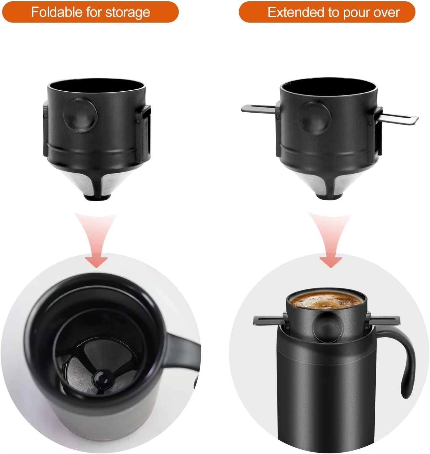 16OZ Camping Coffee Maker Pour Over Coffee Maker Set Camp Pour Over Set Coffee Kit for Travel Camping Offices Backpacking