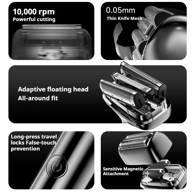 New Reciprocating Electric Shaver Compact And Mini For Travel Electric Washable Household Three-Head Beard Trimmer